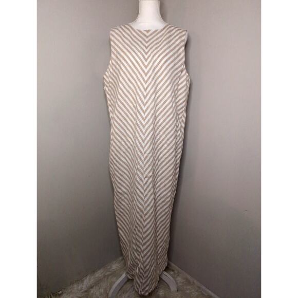 Everlane Dresses & Skirts - Everlane Bias Cut Linen Maxi Dress Striped Neutral Size 12